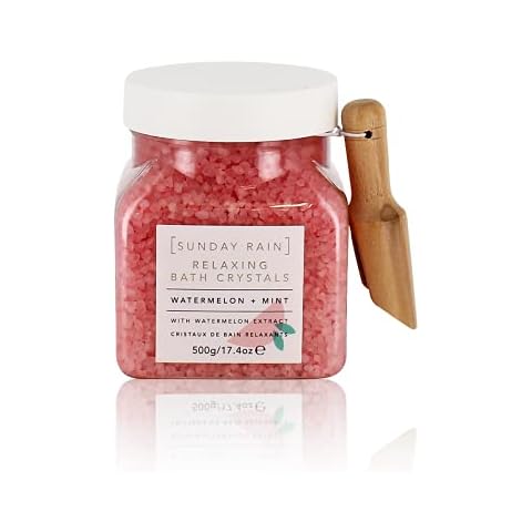 Sunday Rain Luxury Relaxing Sea Salt Bath Crystals, Vegan & Cruelty-Free, Fruity Watermelon & Refreshing Mint Fragrance, 500g Cover