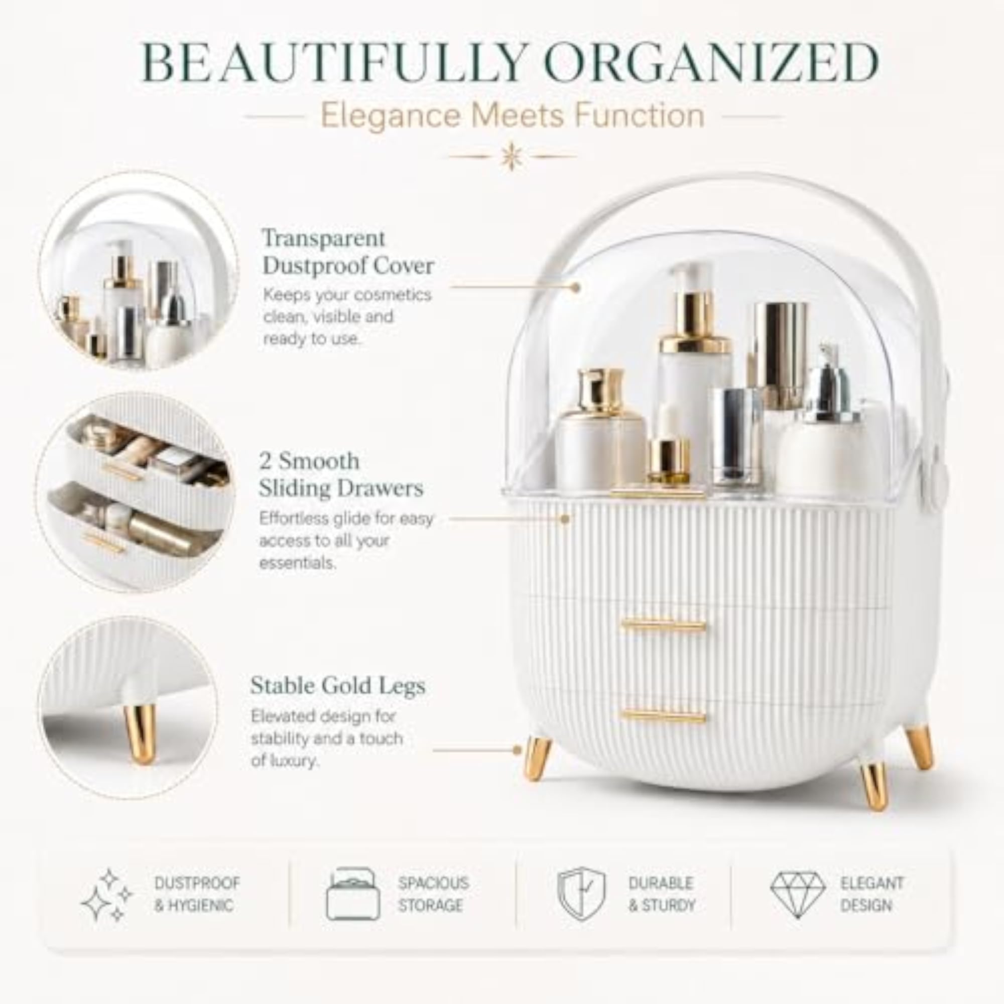 Makeup Organiser with 3-Tier Drawers