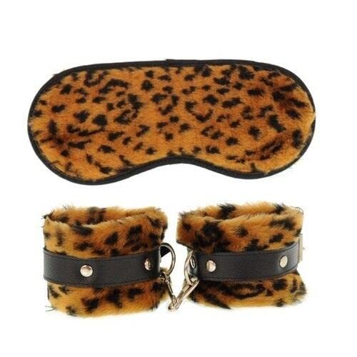 Kit de Algemas com venda em pelúcia oncinha Ktoy