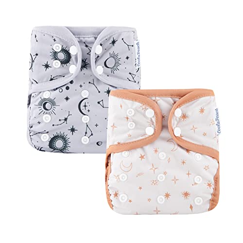 Image of One Size Reusable Cloth Diaper Covers Adjustable Snap Fit & Double Leg Gussets for Baby Boys & Girls from 7-33 Pounds. Use with Cloth Diapers or Snap-in Inserts.