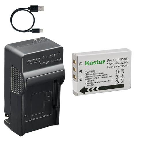 Kastar 1-Pack Battery and AC & USB-C Charger, Compatible with Fuji NP-95 FinePix F30 F31FD Real 3D W1 X30 X70 XF10 X100 X100S X100LE X100T X-S1 and Ricoh DB-90 GXR P10 S10 Mount A12 Models