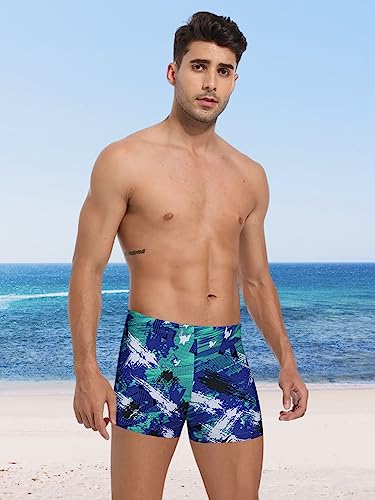 Image of Men's Square Leg Swimming Jammer Shorts UPF50+,Men Swimsuit Swim Jammers Fabric Shape Retention