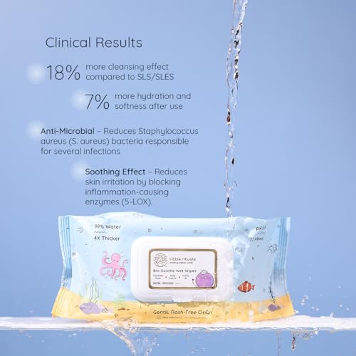 Image of Little Rituals Rash-Free Baby Wipes | 99% Pure Water | 4x Thicker, Plant-Based Cloth, pH 5.5 | Enriched with Chamomile, Sacha Inchi Oil & Pro Vitamin B | Gentle, Moisturizing & Soothing | Dermatologically Tested | 72 Wipes /Pack (Pack of 1)