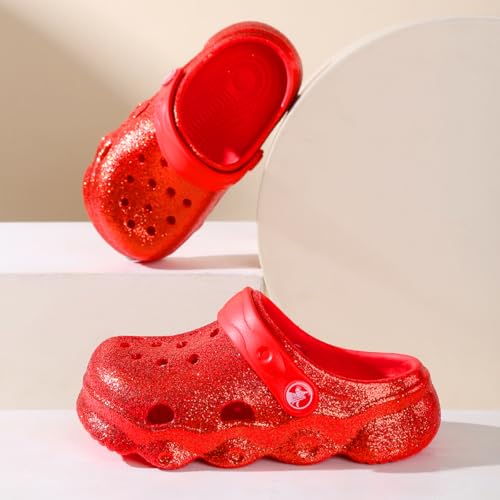 Image of Toddler Clogs for Girls Lightweight Kid Garden Clogs Breathable Slip-on Slides Sandals Slippers Children's Beach Water Shoes (Glt hon, 25) Red