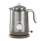 DmofwHi Bollitore Elettrico Inox 1,7L - Teiera Retrò con Termometro e Indicatore di Temperatura - Spegnimento Auto & Protezione Ebollizione Secca - Per Caffè, Tè e Famiglia (Cromo)