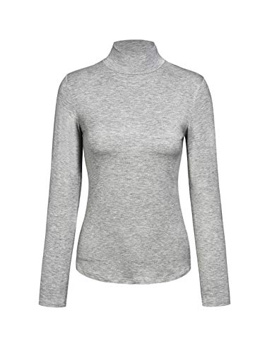 Image of Kindcall Womens Slim Fitted Mock Turtleneck Tops Long Sleeve Lightweight Base Layer Shirts