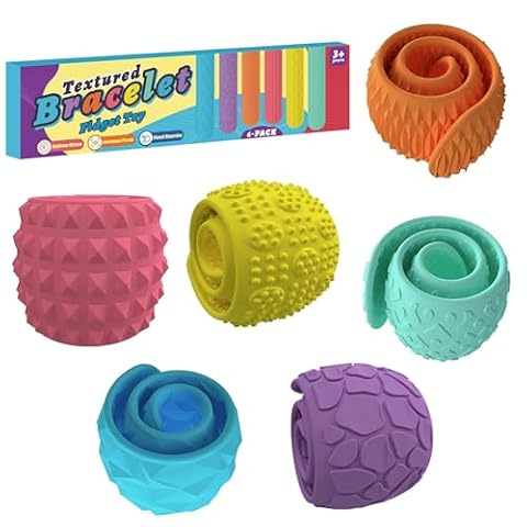 GREATRICH 6 zabawek antystresowych dla dzieci, Pop It, teksturowana silikonowa bransoletka sensoryczna dla dzieci, łagodząca autyzm, przenośna zabawka antystresowa, do podróży, do szkoły