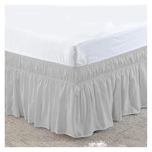 Falda de Cama Falda de Cama elástica con Volantes, Funda Suave y cómoda, Resistente a la decoloración, sin Superficie(Light Grey,Full 190.5x137x40cm)