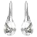 Sterling Silver Made with Clear Swarovski Crystals Water Twist Drop Hook Pierced Earrings