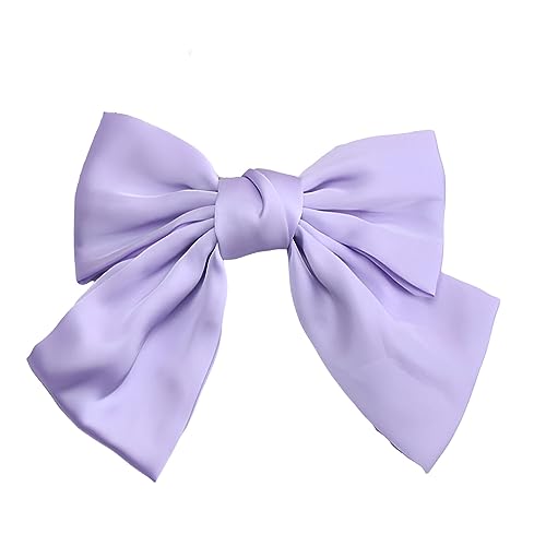 SEVENHEAD Bow Hair Clips Purple Spring Hair Clip 1 Pack Barrettes Large Big Oversized Knot Bowknot Satin French Barrettes Snap Hair Clips Ponytail Hol