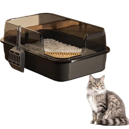 Cat Litter Box Cat Toilet Open Cats Litter Box cats litter Basin Oversized Splash-Proof Semi-Closed Large cat Litter Box with cat Litter Spoon Kitten Cat Toilet (B)