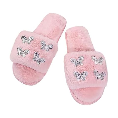 Women's Rhinestone Bow Plush Slippers Cover