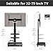 FITUEYES 2pcs Rolling TV Stand for 32-75 Inch TVs, Portable Mobile TV Stand on Wheels with Power Outlet, Height Adjustable Rotating Floor TV Stands with Swivel Mount Hold Up to 88 Lbs, Black