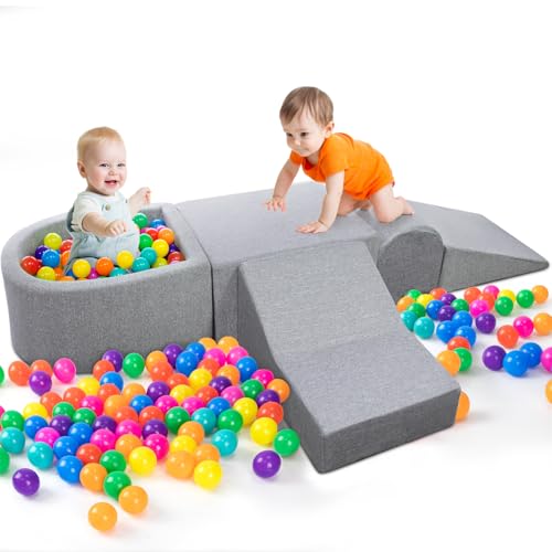 Image of Aokna Soft Foam Climbing Toys for Toddlers Indoor Blocks Play Equipment with Ball Pits (Balls Not Included) - for Climbing, Sliding & Building