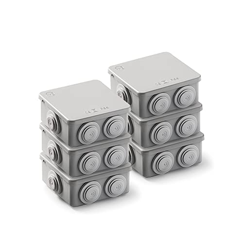 FAMATEL Lot de 6 boîtes étanches (3002) | Étanchéité IP65 | 90 x 90 x 42 mm | avec Cônes | Couvercle à Pression | Montage Facile | Haute résistance aux Chocs | Gris FAMATEL Lot de 6 boîtes étanches (3002) | Étanchéité IP65 | 90 x 90 x 42 mm | avec Cônes | Couvercle à Pression | Montage Facile | Haute résistance aux Chocs | Gris