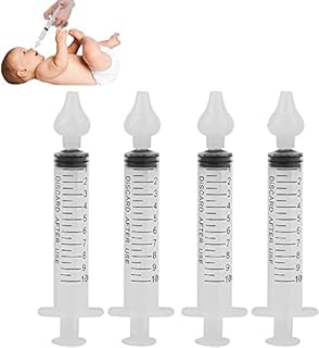 Baby Nasal Aspirator, Baby Nasal Irrigator for Baby Infant Nose Cleaner Professional Sinus Rinsing Device with Cleanable and Reusable Silicone Nasal Suction Tip, 4 Pieces