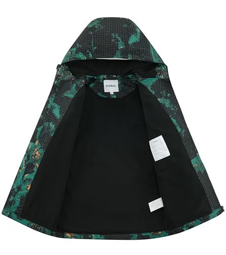 Image of Boys Girls Rain Jackets Waterproof Hooded Fleece Raincoats Lightweight Windbreakers for Kids