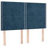 vidaXL Cabecero con Luces LED Cabecero de Cama Cabezal Tapizado para Cama de Matrimonio Mueble Dormitorio Terciopelo Azul Oscuro 144x5x118/128 cm