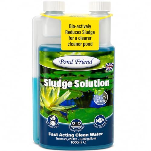 Pond Friend Sludge Solution Natural Sludge Remover for Ponds & Filters Friendly Bacteria Consumes Silt Fish Waste & Organic Debris 1000ml Treats 22 720 Litres Safe for Fish & Wildlife