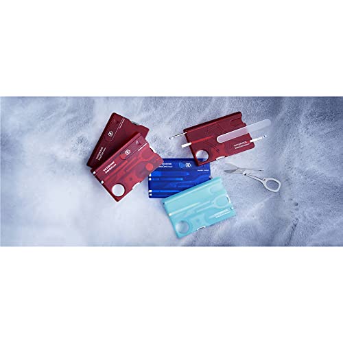 Victorinox Taschenmesser Swiss Card Classic (10 Funktionen, Schere, Stecknadel, Kugelschreiber) blau transparent