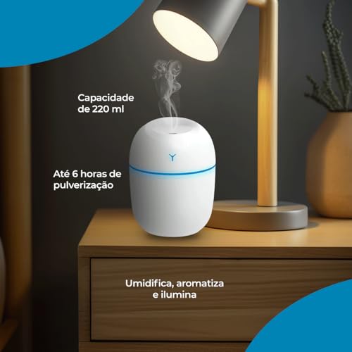 Umidificador de Ar Difusor Aromatizador de Ambiente Aromas e Óleo Essencial Portátil Ultrassonico US