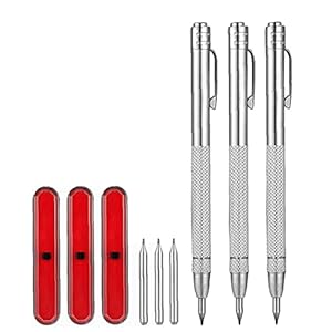 Sraeriot Metalen Scribe Pen Tungsten Carbide Tip Screber Etching Graveren Markering Tools Met Tips 3 Stks…