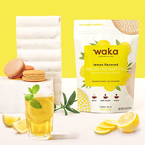 Waka Quality Instant Tea — Unsweetened 3 Bag Tea Combo — 100% Tea Leaves — Green, Lemon Flavored, Peach Flavored, 4.5 Oz Per Bag #TOP4