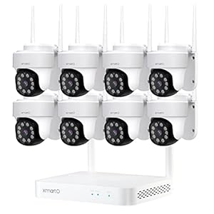 [Auto-Track Camera] XMARTO 2K Auto-Track PTZ Wireless Security Camera System Outdoor, 10CH 4K UHD Network Video Recorder DVR/NVR with 8X Rotate WiFi Security Cameras