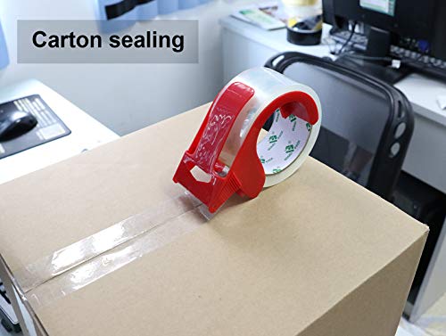 Bomei Pack 12 Rolls Clear Packing Tape Rolls With Free Dispenser, Heavy Duty Refill Tape For Shipping Moving And Packaging, 2.4Mil 1.88 Inch X 60 Yard #TOP1