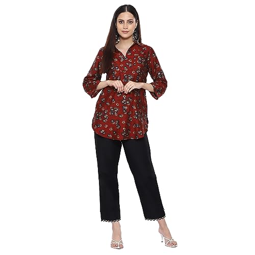 Image of BIBA Women Polyester Slim Dyed Pants