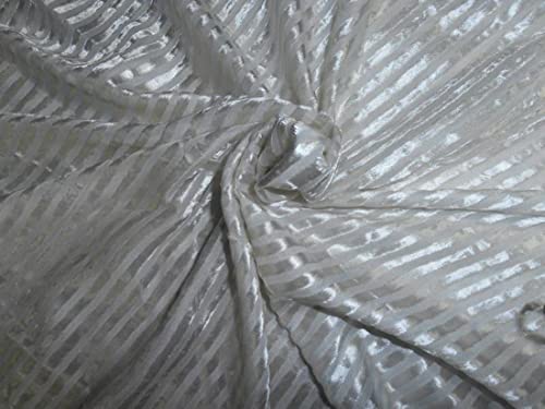Tissu à rayures en velours dévoré blanc au mètre pour rideaux et décoration de salon