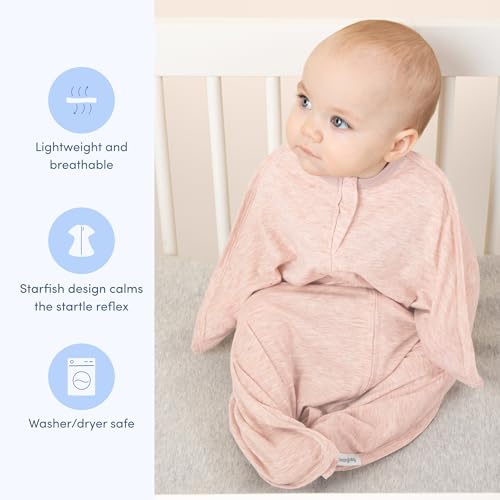 Image of SleepingBaby Zipadee-Zip Transition Swaddle - Cozy Baby Swaddling Blanket with Zipper Convenience - Roomy Wearable Blanket for Easy Diaper Changes - 12-24 Month - Ballet Pink Heather