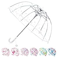 Wxjiahetai Kids Umbrella for Girls & Boys Toddler Childrens Clear Bubble Umbrella for Kids Small Durable Kids Umbrellas for Rain Outdoor(Clear Star)