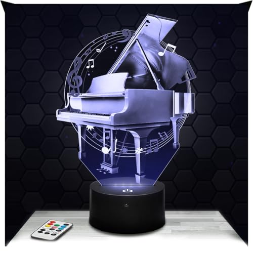 Lampephoto.fr - Lámpara 3D Piano Regalo Piano Música Músico, Luz Nocturna Táctil Led, Efecto Holograma 3D, Idea Regalo Navidad Cumpleaños Niño o Niña, Objeto decoración habitación