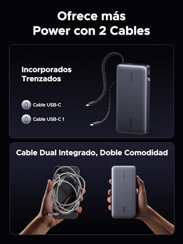 UGREEN Nexode 165W Power Bank 25000mAh Batería Externa Carga Rápida PD3.1 140W 2 Cable USB C Integrado Cargador Portátil PC LED Compatible con iPhone 17 16 15 14 Galaxy S25 S24 A56 A16 MacBook iPad - imagen 7