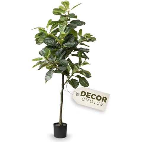 Fiddle Leaf Fig Tree - Artificial Trees for Home Decor Indoor, Faux Fiddle Leaf Fig Tree, Large Artificial Plants Indoor, Fake Tree Indoor, Fiddle Leaf Fig Tree Artificial, Artificial Tree - 5 Feet Cover