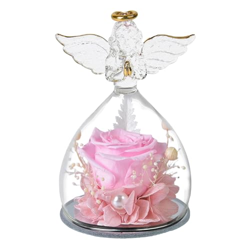 Uozonit Figura de ángel preservado de con Flores para Siempre, Figuras de ángeles, Regalos de Flores, San Valentín, Día de la Madre, Acción de Gracias