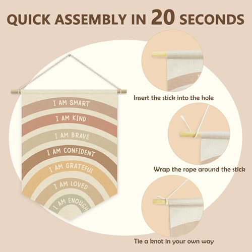 XYDEG Decoração de berçário, bandeira de lona de arte de parede infantil de afirmação positiva, band