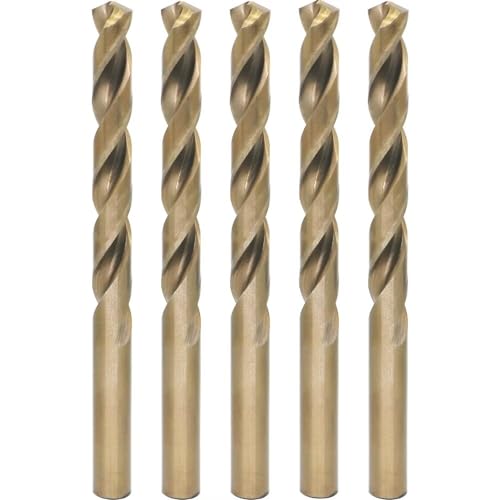 Metric Cobalt Drill Bits 12mm 5PCS, M35 high Speed Steel, high Hardness Straight Shank Drill, Mechanical or Hand Drill for Drilling, Suitable for Stainless Steel, Iron, Copper and Aluminum.