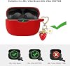 Funda para estuche de JBL Vibe Beam/JBL Vibe 200TWS con llavero de fresa lindo, silicona suave protectora con margarita para audífonos JBL Vibe 200TWS y JBL Vibe Beam, estuche de carga rojo 4
