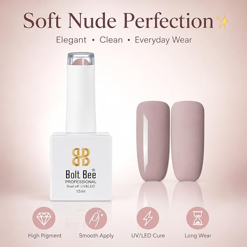 Image of Bolt Bee Elegant maunve Nude Color Gel Nail Polish Soak Off UV Gel DIY at Home 15ML Manicure Salon Nail Art