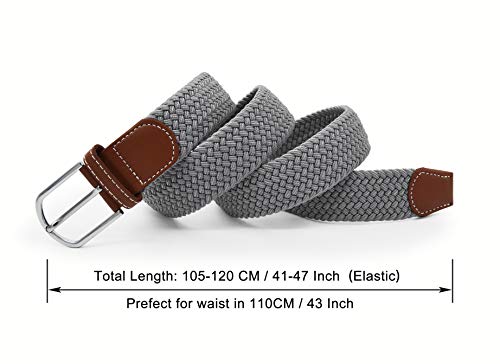 Weave Elastic Belt, Unisex Braided Casual Outdoor Fabric Woven Belt Waist Straps with Metal Buckle2