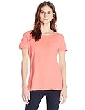 Hanes Women's Short Sleeve Pocket Tee, Neon Fire Heather, Medium
