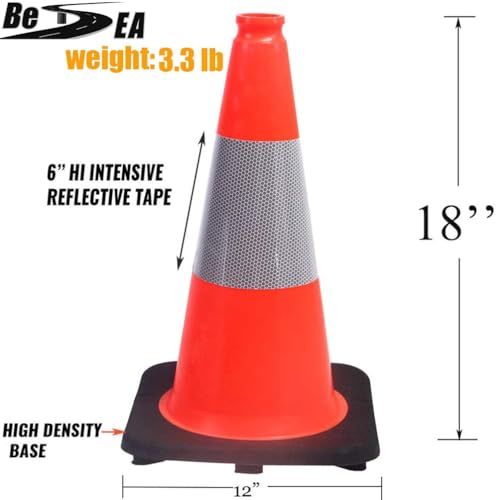 Image of BESEA 4 Pack 18 Inch Traffic Cones with Weighted Black Base