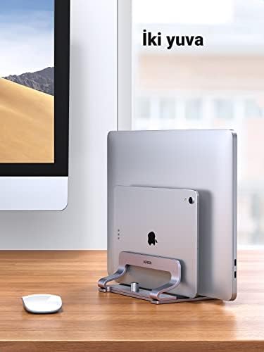 UGREEN Masa için Dikey Dizüstü Bilgisayar Standı Çift Yuvalı Dizüstü Bilgisayar Standı Tutucu Ayarlanabilir Dock Alüminyum Masaüstü Standı MacBook Air Pro, Microsoft Surface Laptop 4, LG Gram 17 ile - Görsel 2