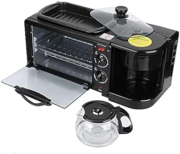 Inllex 3 in 1 Breakfast Machine Breakfast Station Non-Stick Griddle Toaster Pizza, Bread Toaster Fryer Om