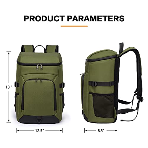 Lemonworld Backpack Cooler 40 Cans Insulated Leak Proof Soft Cooler Bag Lunch Backpack For Men Small Cooler Backpack, Green #TOP5