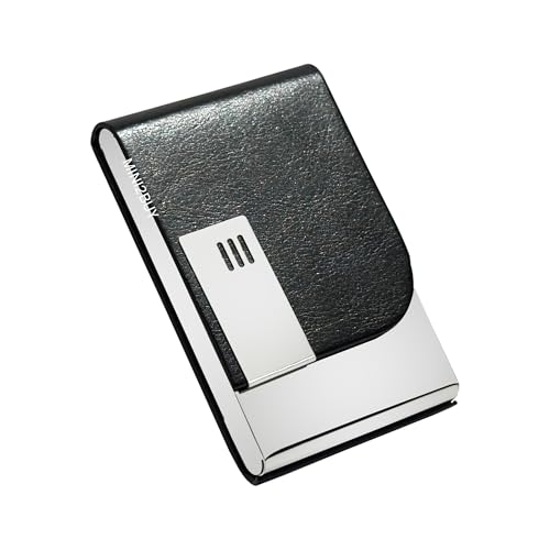 Image of Luxurious Unisex Pocket Card Holder Design 15-20 Business Card and 5-8 Card Debit Credit Ultrathin Stainless Steel 9.5 X 6.5 x 1.2 cm Size RFID Blocking Corporate Gift for Employee (Black-PTI)