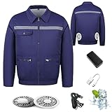 NLDMA Kuchofuku Air-Conditioned Work Jacket, Fan-Cooled Casual Jacket with 10000mah Battery Unisex Cooling Jackets,Dark Blue,XXL