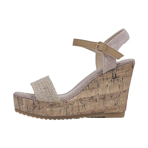 Sandalias de mujer talla 43 cómodas con cuña y hebilla ajustable